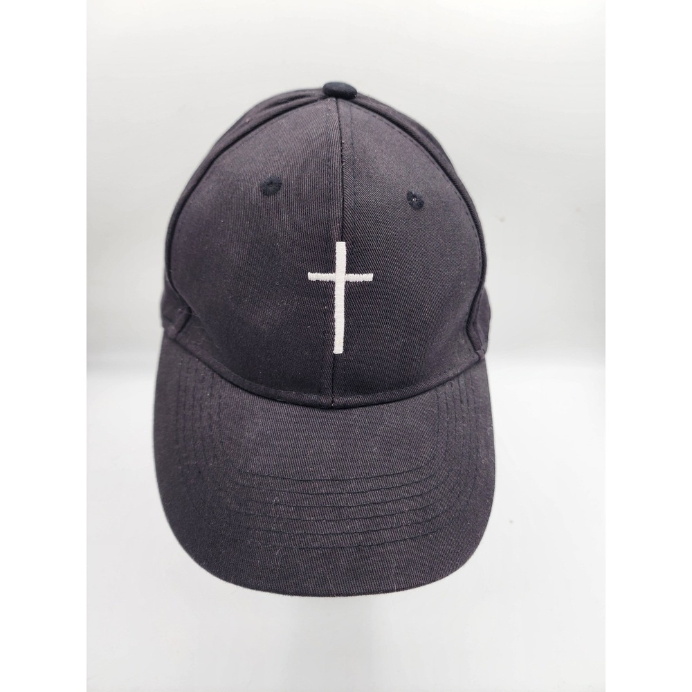 Black Cross Embroidered Adjustable Baseball Hat Size MD